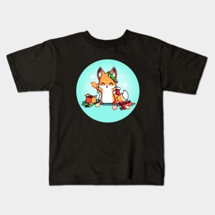 Cute Cool Funny Christmas Fox Santa Claus Gifts animal lover quote artwork Kids T-Shirt